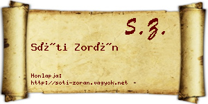 Sóti Zorán névjegykártya